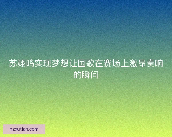 苏翊鸣实现梦想让国歌在赛场上激昂奏响的瞬间